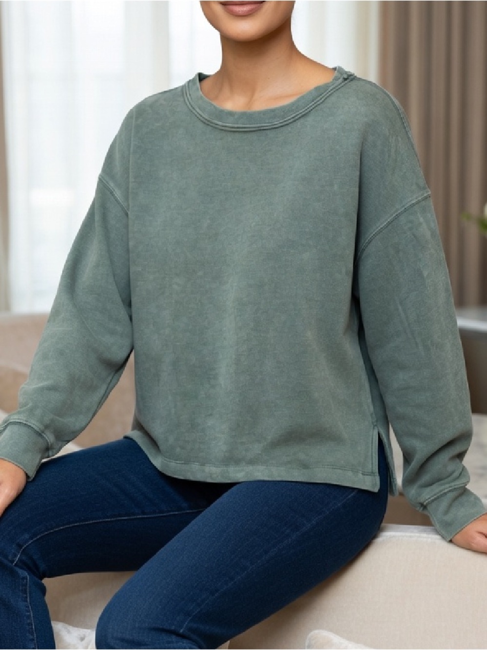 RAE MODE MINERAL WASH, CREWNECK PULLOVER SWEATSHIRT